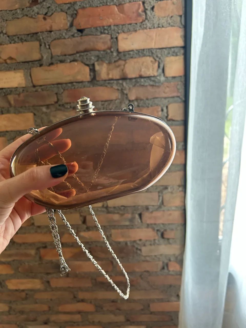 Bolsa clutch acrílico bege