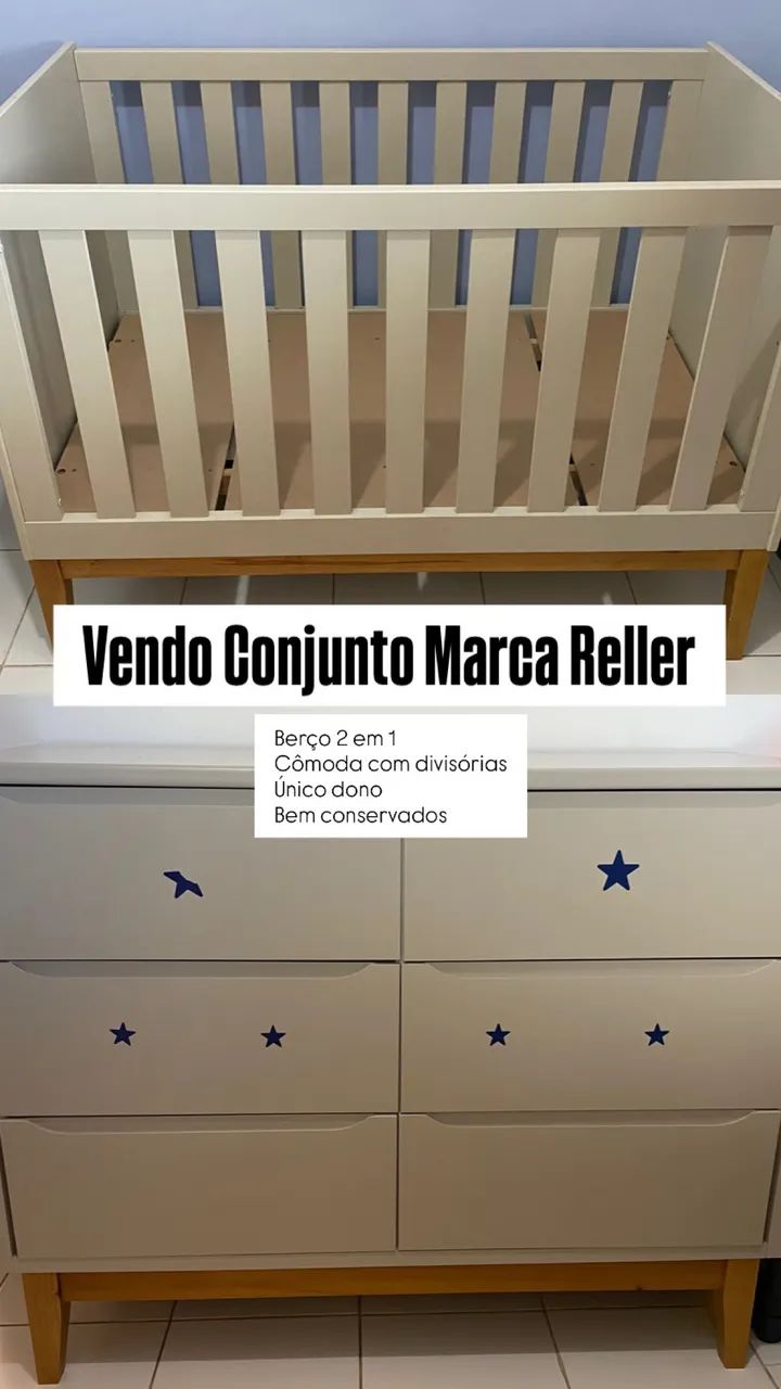 Berço e Cômoda da marca Reller 