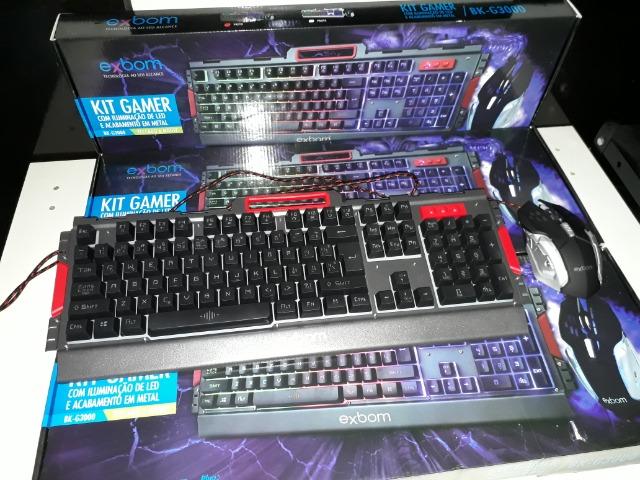 Kit Gamer Teclado e Mouse LED Metal Semi Mecânico (BK-G3000) Preto