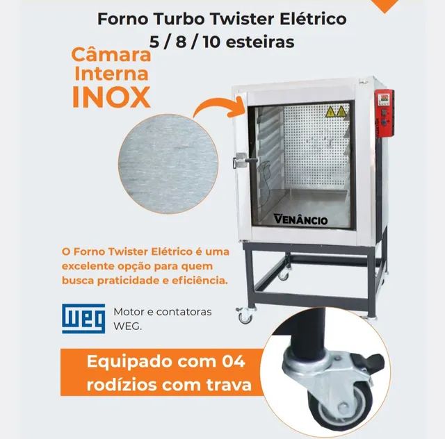 Forno Turbo 10 Esteiras Elétrico Venâncio 