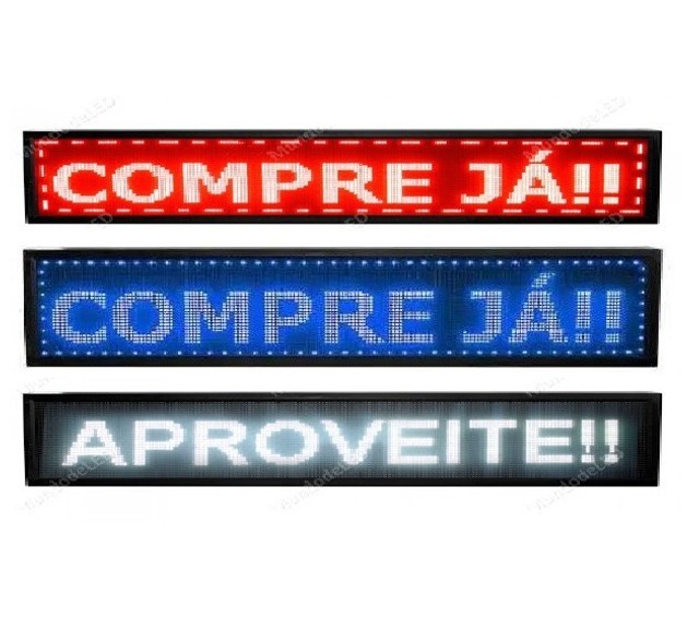Painel Led Letreiro Programável Bivolt 1,30mx20cm Cor Le Vermelho Interno - Foto 2