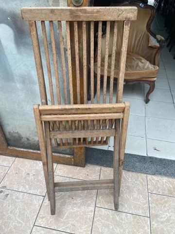 Cadeira Antiga Ripada E Dobrável - Foto 4