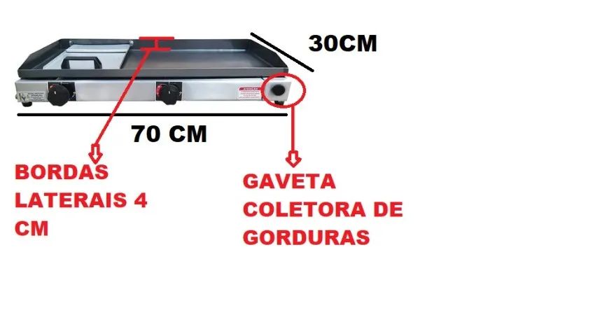 Chapa De Lanchonete 70x30 Borda Alta Com Abafador - Foto 4