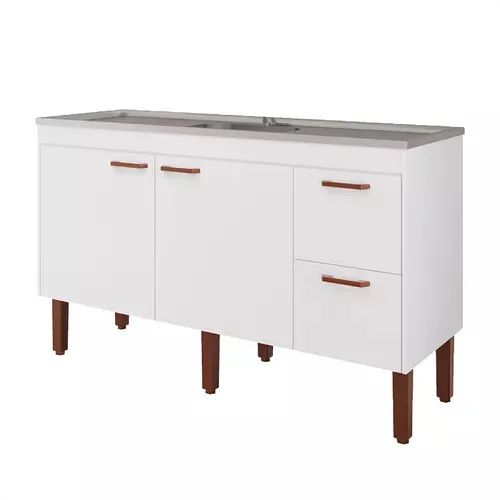 Balcao De Cozinha 160  Branco/Preto - Foto 2