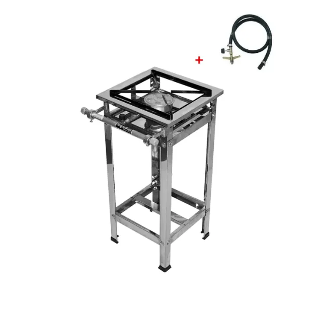 Fogão Industrial Inox 1 Boca Alta pressão Com Kit Gás