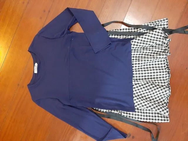 Vestido amamentação azul e xadrez - Foto 2