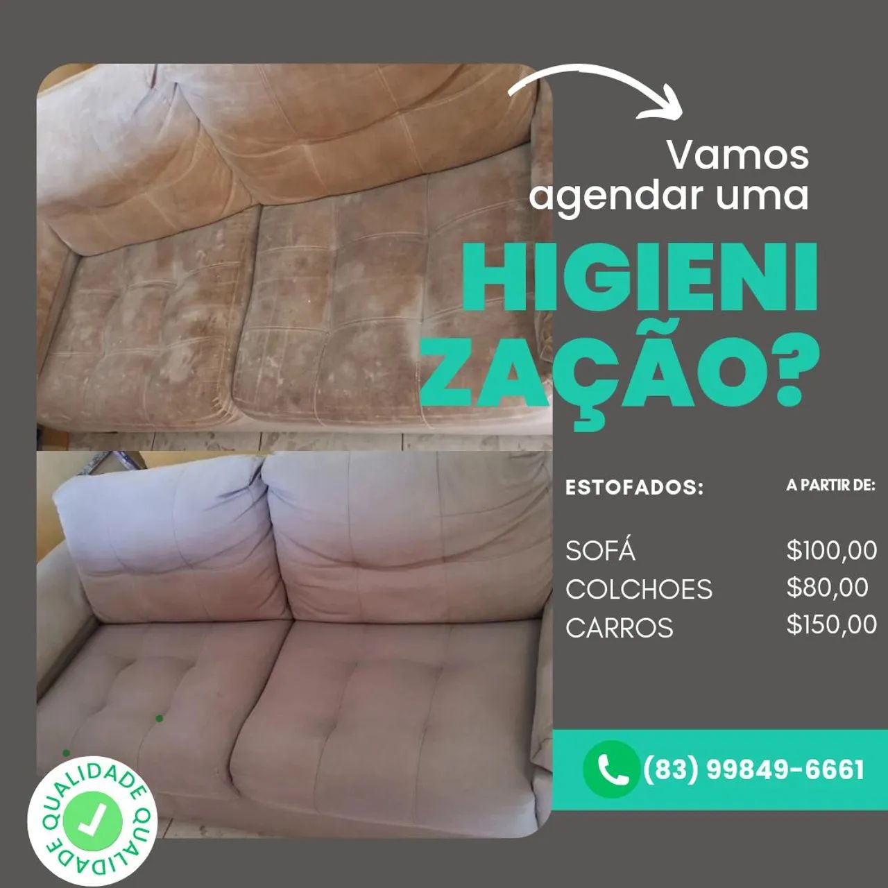 Higienização de estofados - Limpeza profissional!