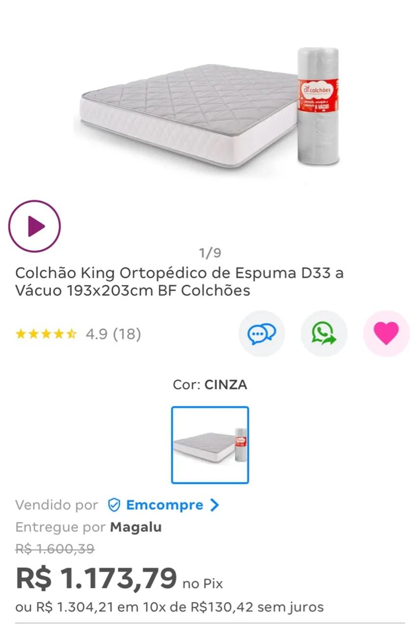 Colchão de Casal king Embalado a Vácuo 1.93x2.03cm - Foto 2