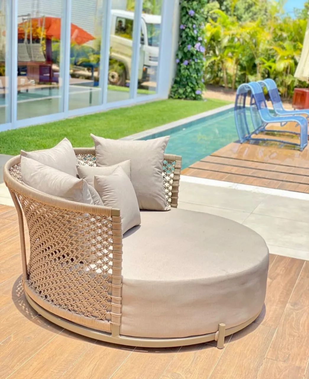 CHAISE LUXO MACRAMÊ PARA PISCINA