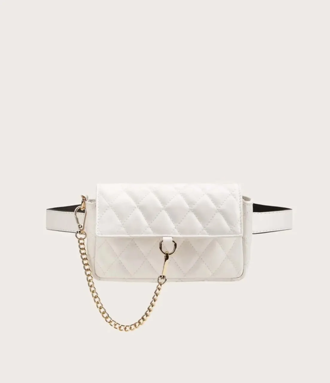 Bolsa de cintura feminina branca matelassê
