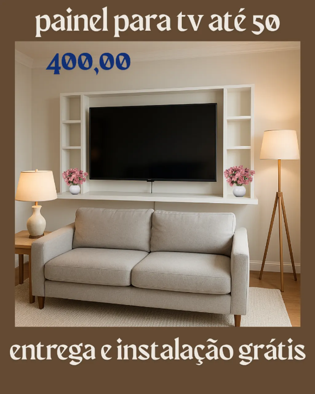 Painel para tv até 50 com frete,montagem grátis e deixamos sua tv no painel