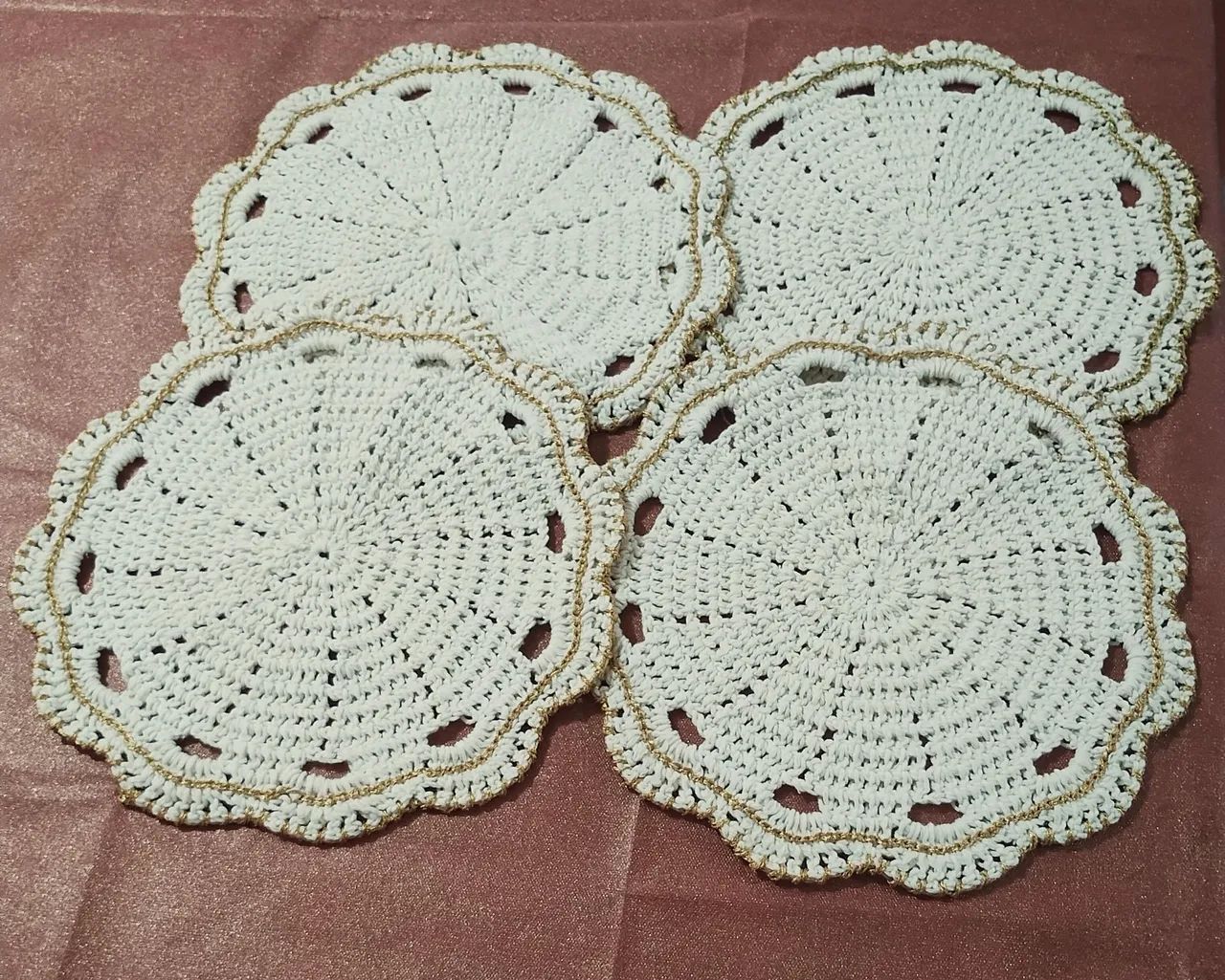 Conjunto 4 unidades Jogo Americano Redondo Sousplat Crochê  - Foto 2