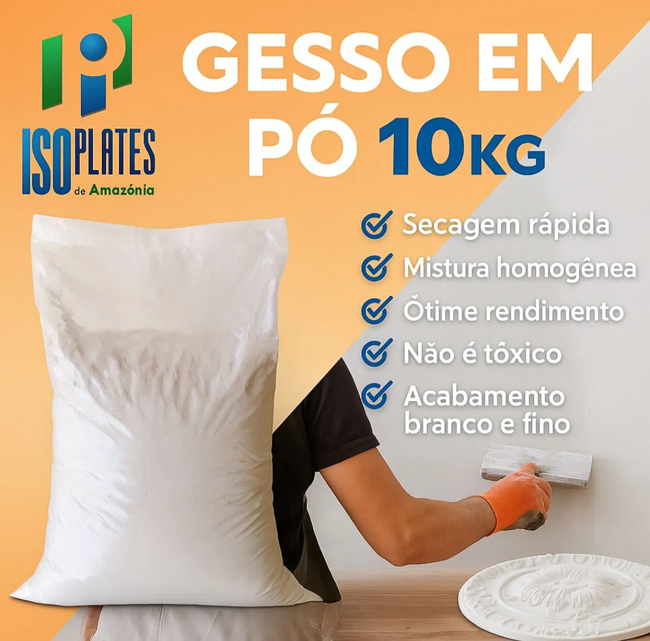 Gesso em Pó 10KG para diversas finalidades!