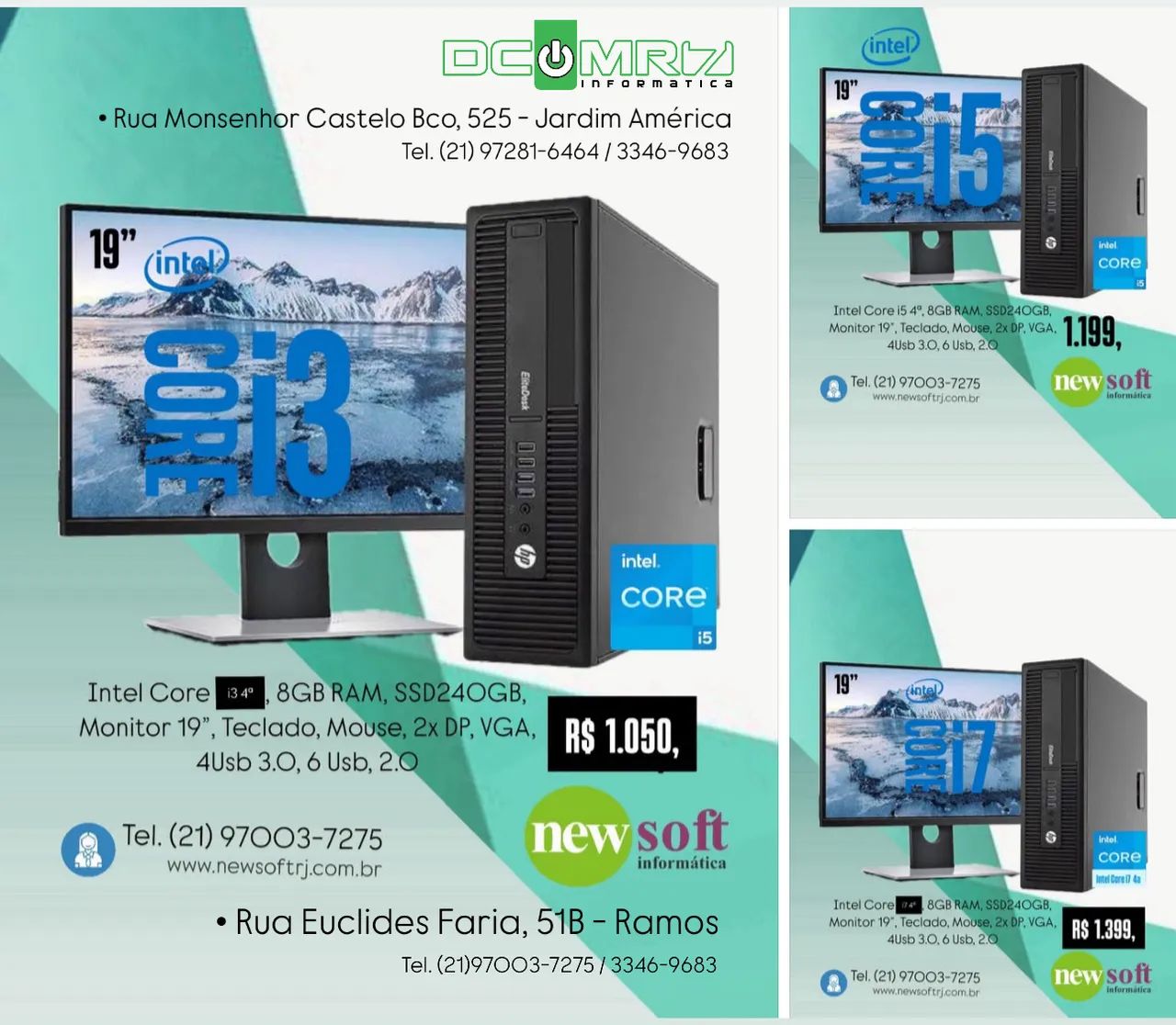 Computador Intel Core i3, i5 ou i7 com Monitor 19"