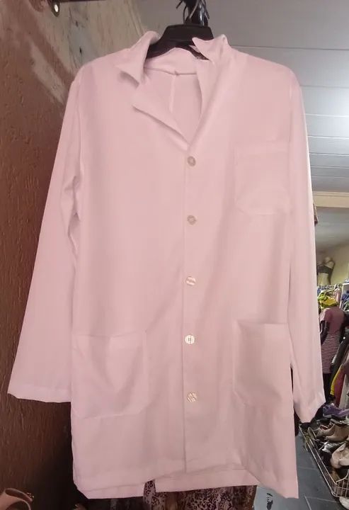 Jaleco Longo C/ Manga Longa Avental 3 Bolsos Branco Tam: G 