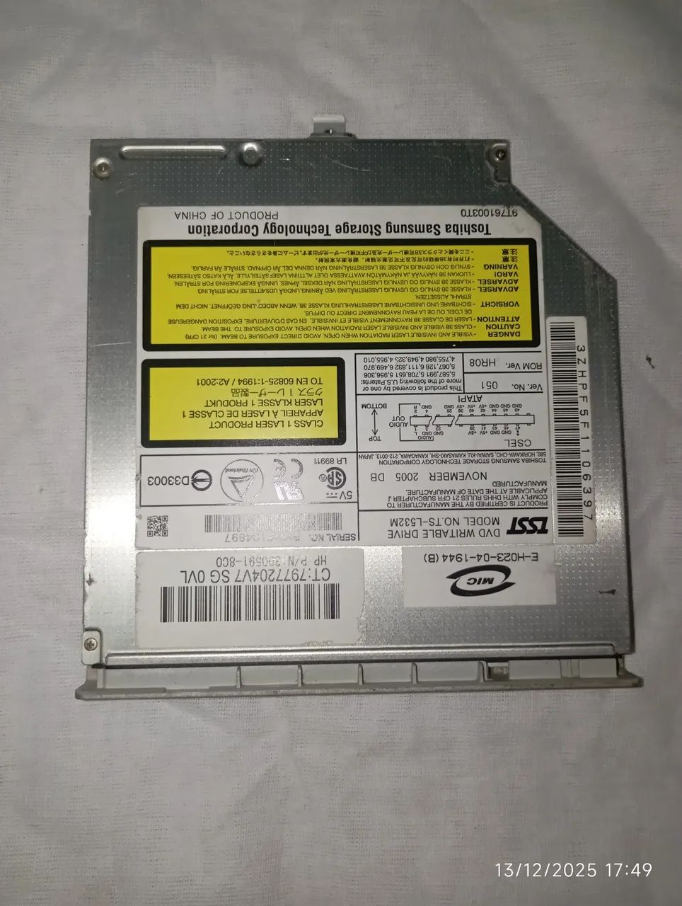 Gravadora e Leitor de CD/DVD NOTEBOOK IDE Dell 1525 TS-L632  - Foto 2