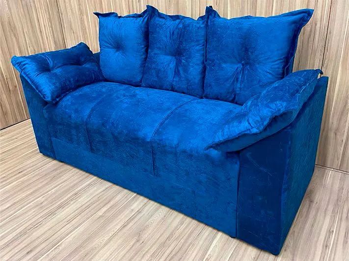 Conjunto Sofá 2 e 3 Lugares Suede Azul - Foto 2