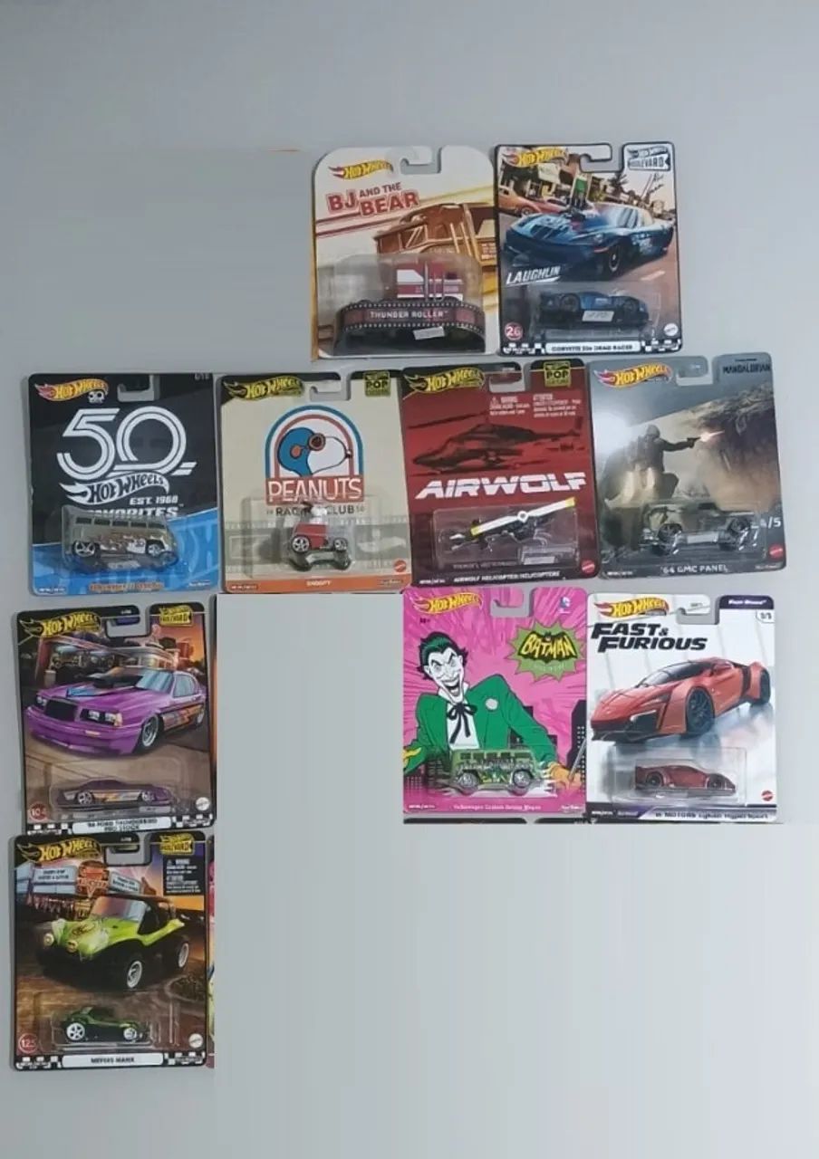 Lote Com 10 Hot Wheels Premium Velozes Temáticos drag bus vw  1/64