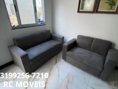 Sofá Uno 2 e 3 Lugares Suede Espuma D33 Novo