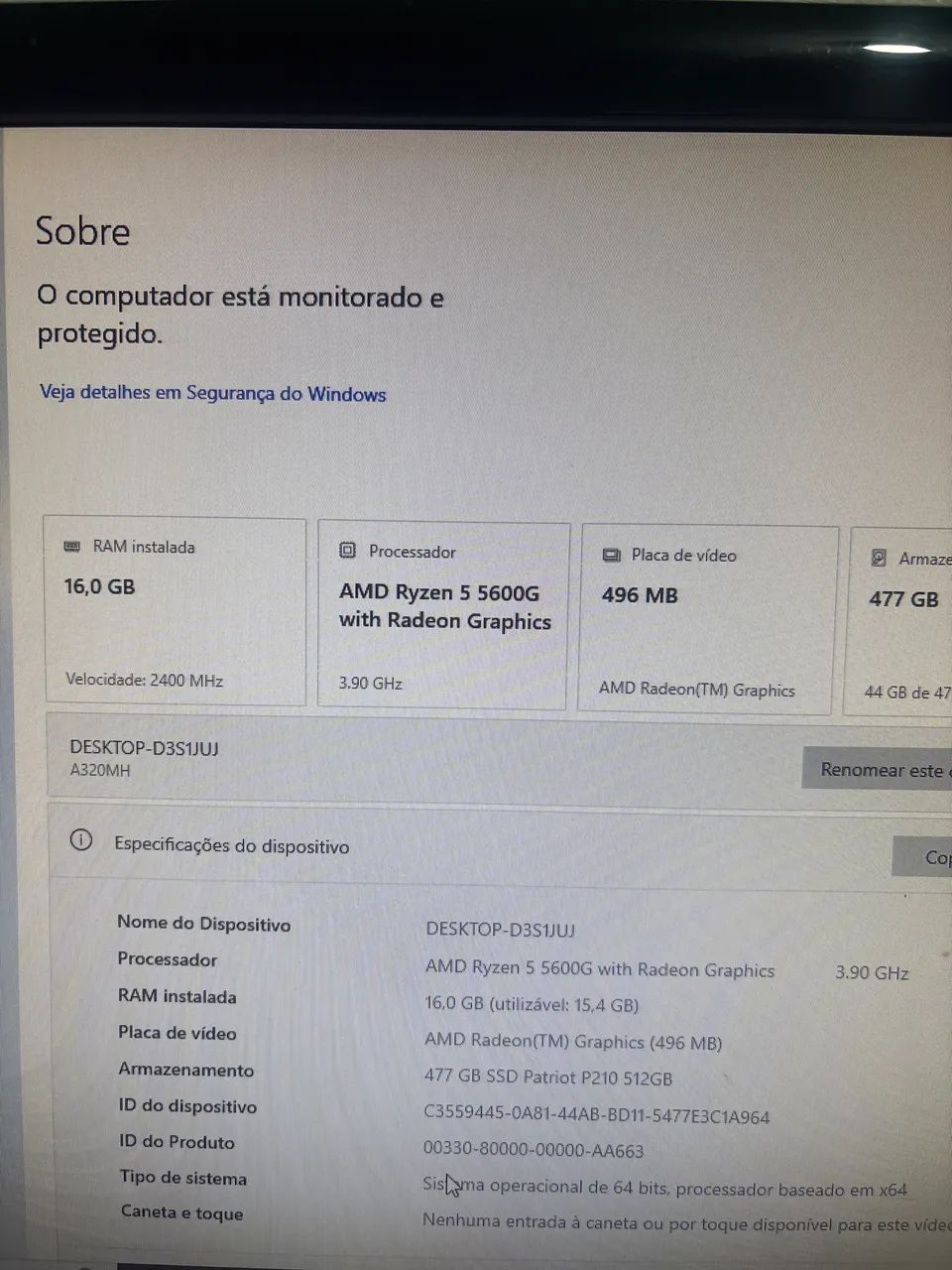 Vendo processador ryzen 5 5600g