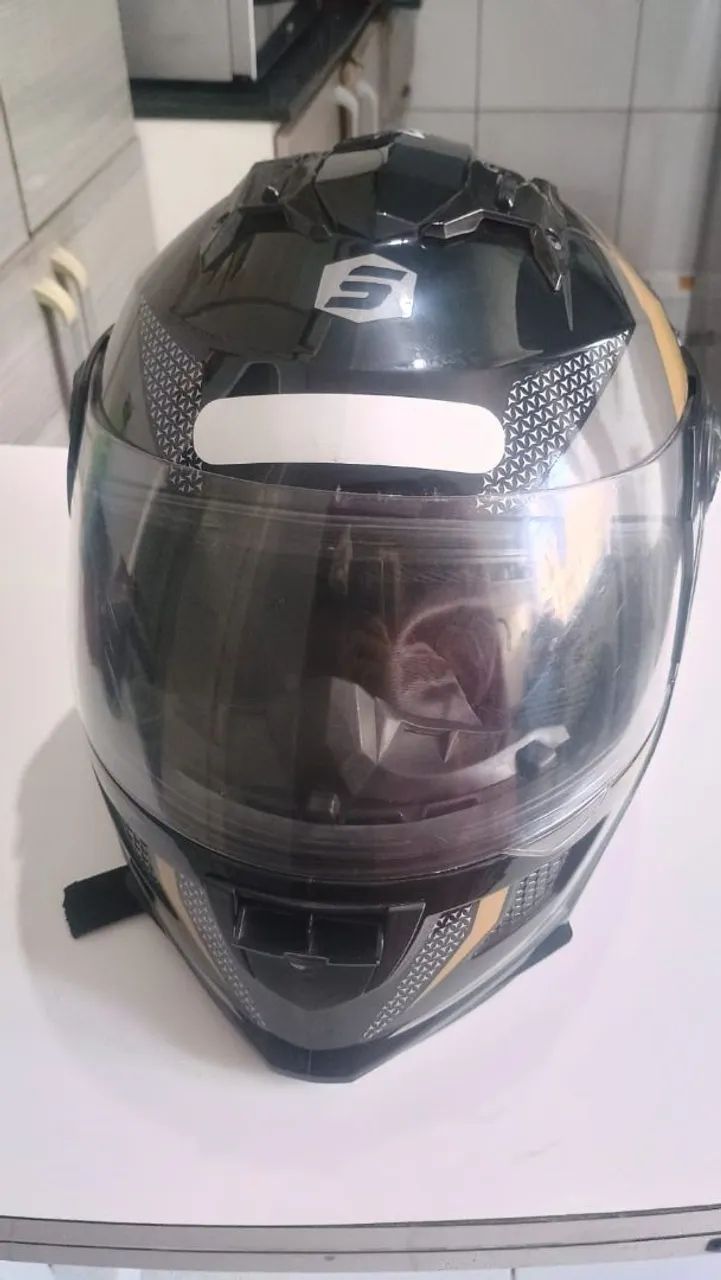 Capacete Protork Stealth Preto e Dourado 58 - Foto 3