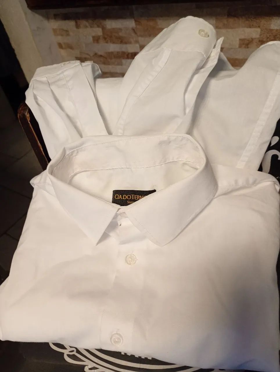 Camisa branca manga longa masculina slim 2 - Foto 6