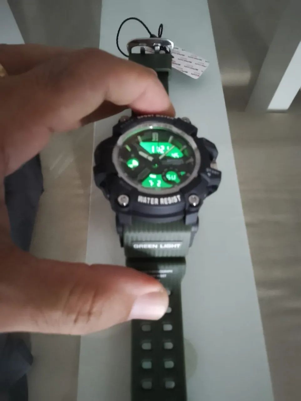 Relógio Militar  SANDA Verde - Digital + Analógico, À Prova d?Água 50M - Foto 3