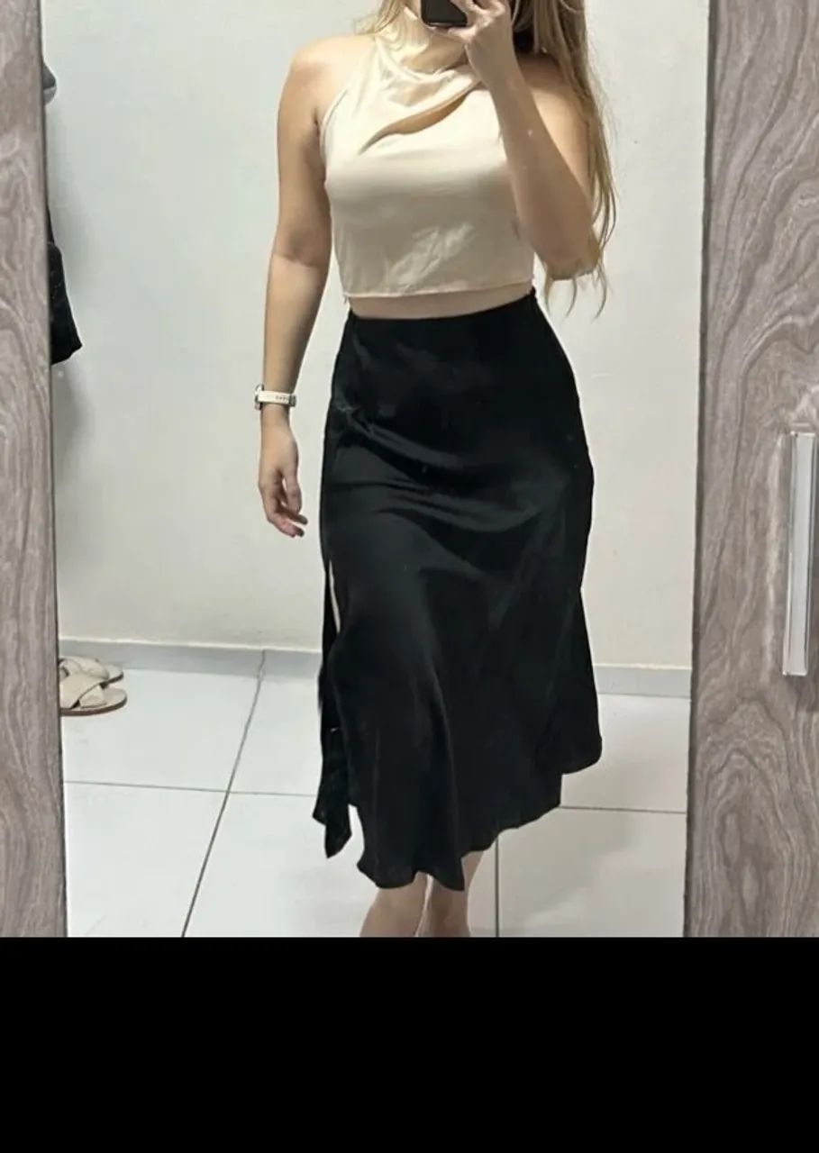 Saia Cetim com Fenda - Foto 2
