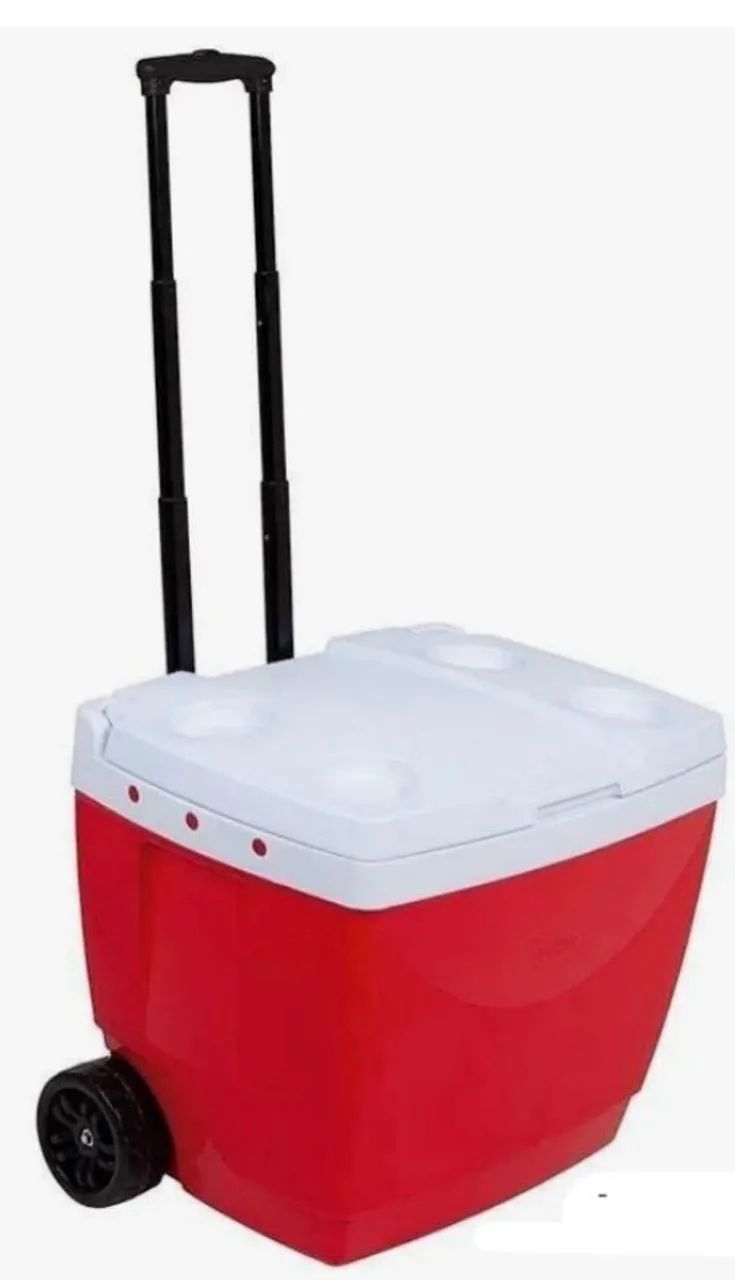 Caixa térmica cooler com rodinhas E Alça 42L super espaçosa - mor, vermelho 