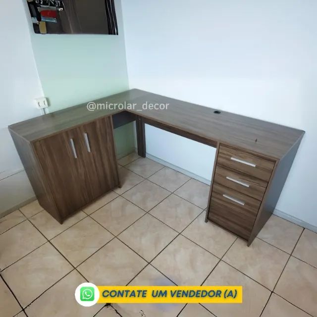 Escrivaninha de Canto Home Office Microlar - Entrega e Monta