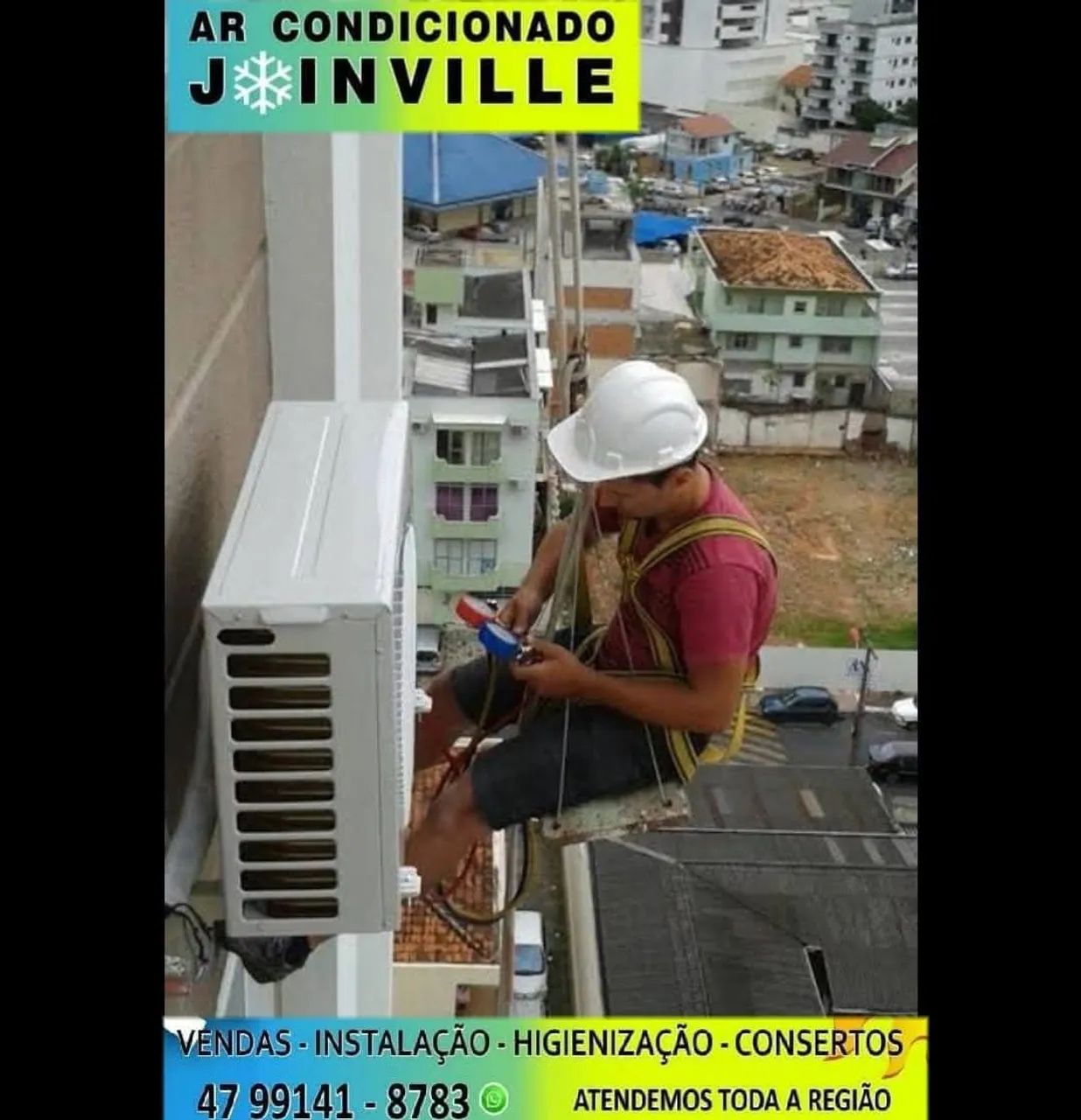 Instalação de ar condicionado com rapel