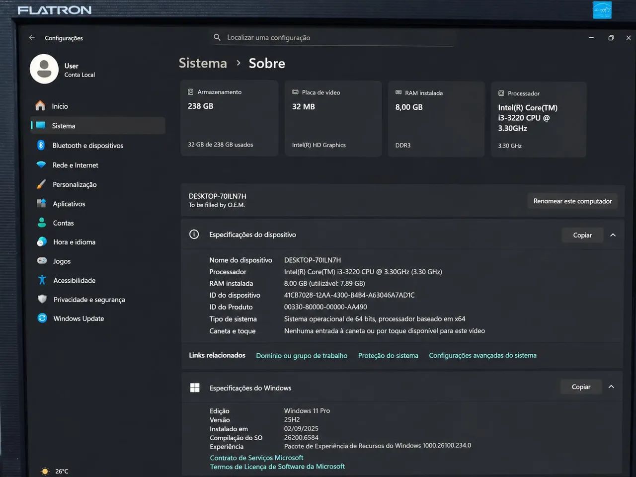 PC Gabinete Desktop Intel Core i3 8GB RAM SSD 240GB - Foto 5
