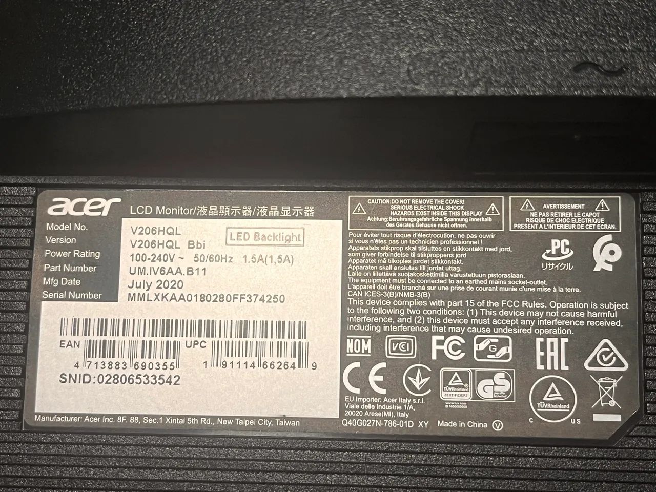 Monitor Acer V206HQL 19,5 polegadas - Foto 4