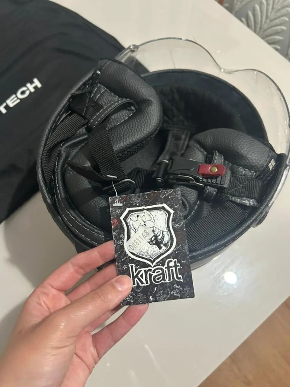 Capacete Kraft Plus Vintage Historic 66 Preto Fosco e Laranja - Novo - Foto 4