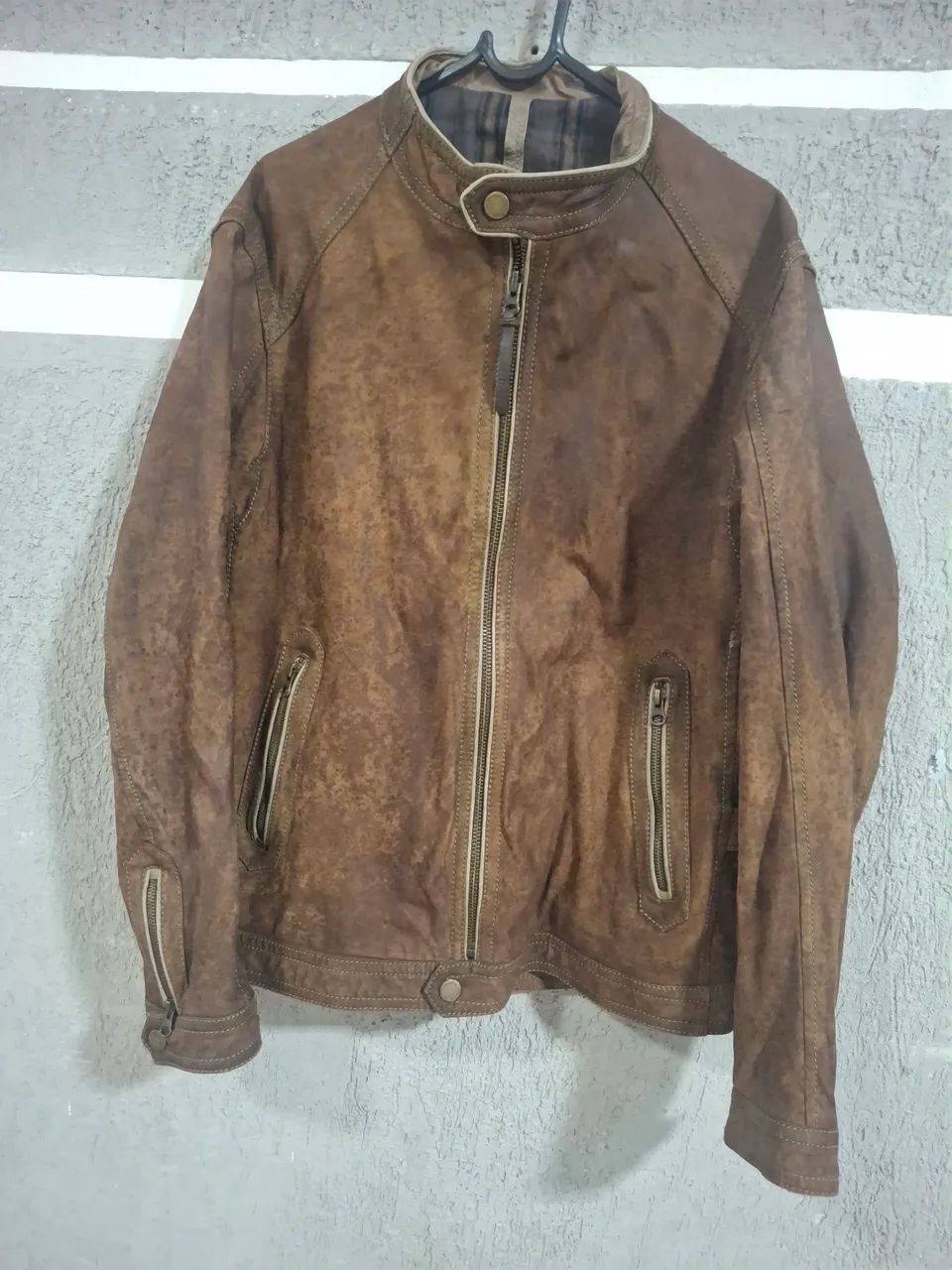 Jaqueta de couro massimo dutti 