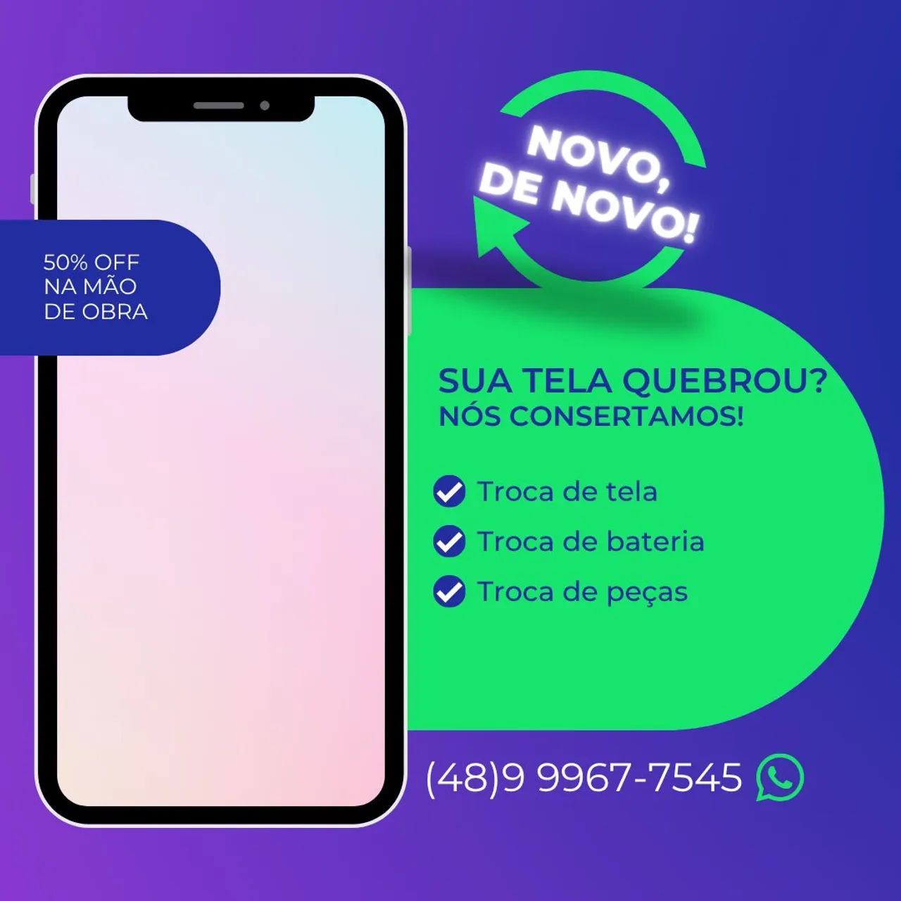 Conserto celular - troca de tela