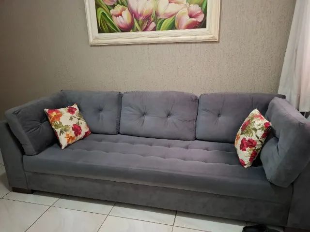 Sofá de 4 lugares em suede - pagamento à vista  - Foto 3