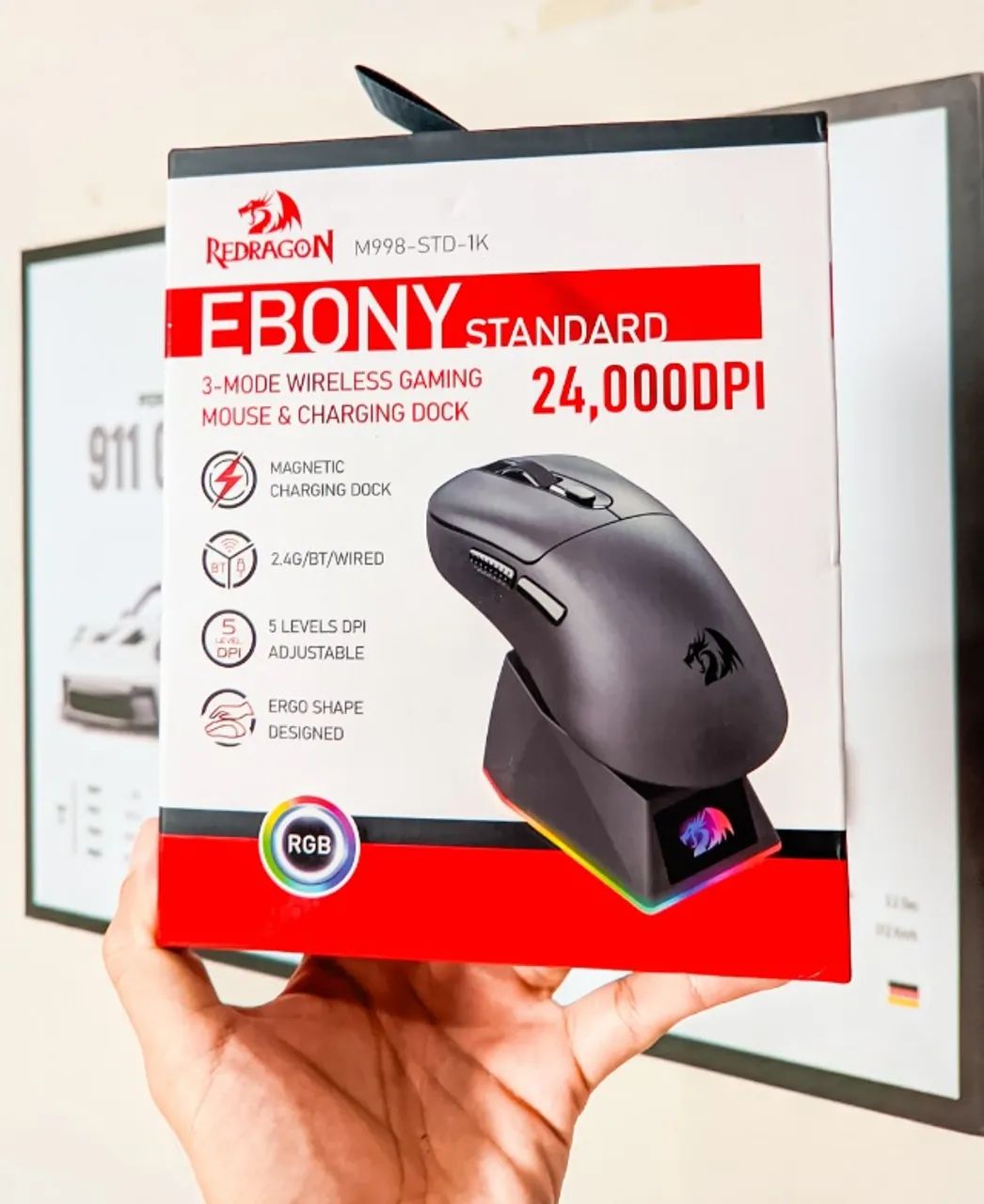 MOUSE SEM FIO REDRAGON EBONY