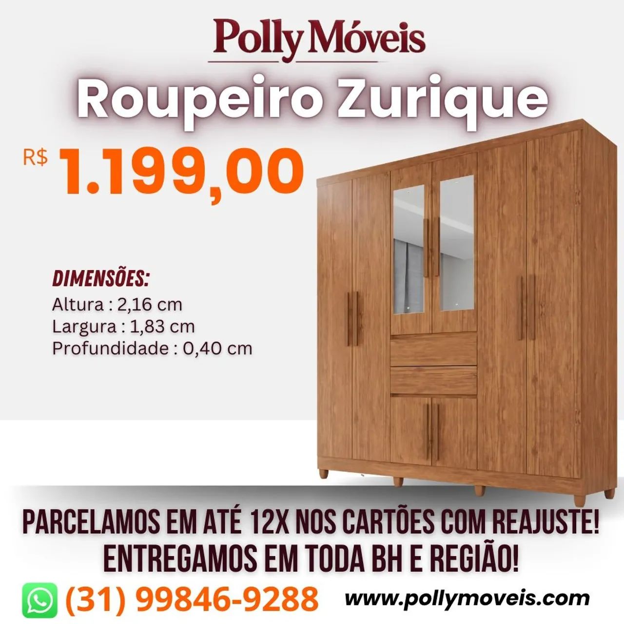 Guarda Roupa Zurique! Pronta Entrega!