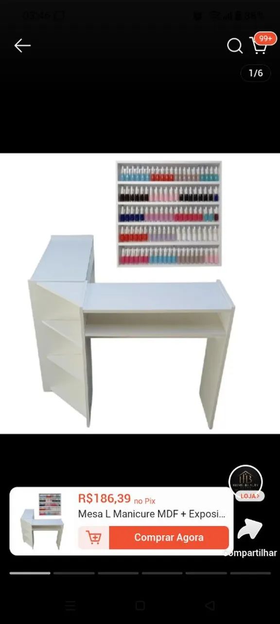 Mesa L para manicure 