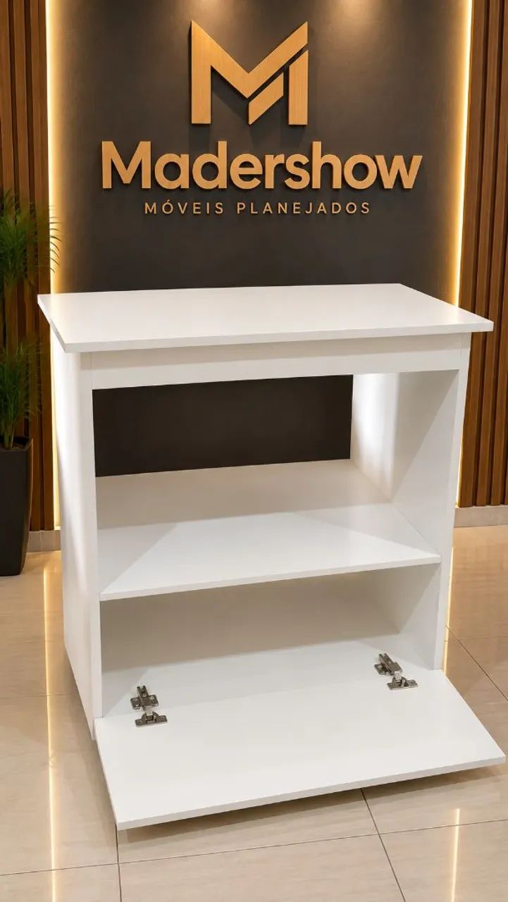Balcão MDF branco 15mm, nicho, rodinhas - Foto 2