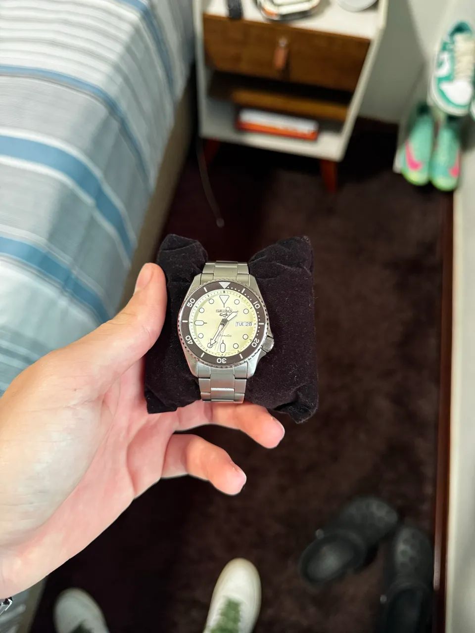 Relógio Seiko 5 Sports Reduced Creme 38mm  - Foto 5