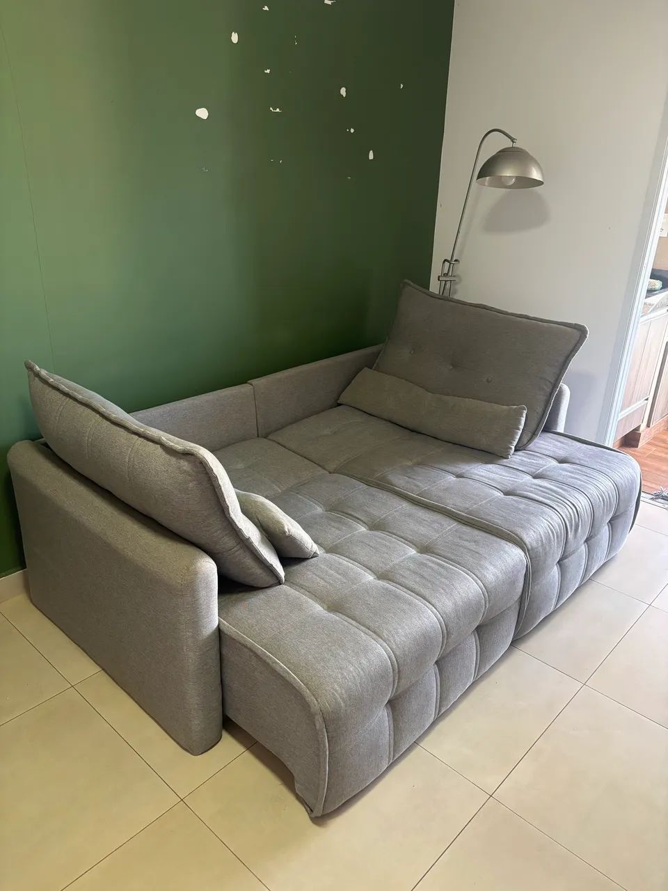Sofá cama Retrátil Linho 215cm - Foto 2