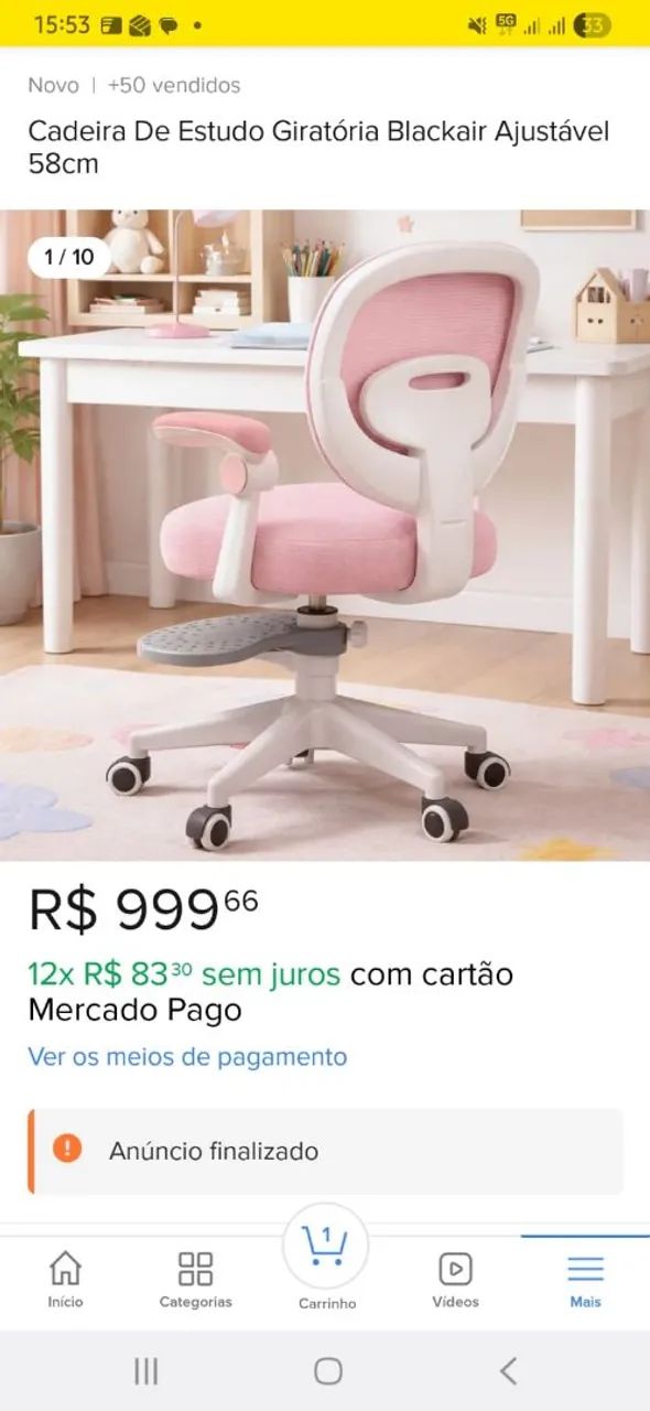 Cadeira Ergonômica Infantil Rosa  - Foto 3