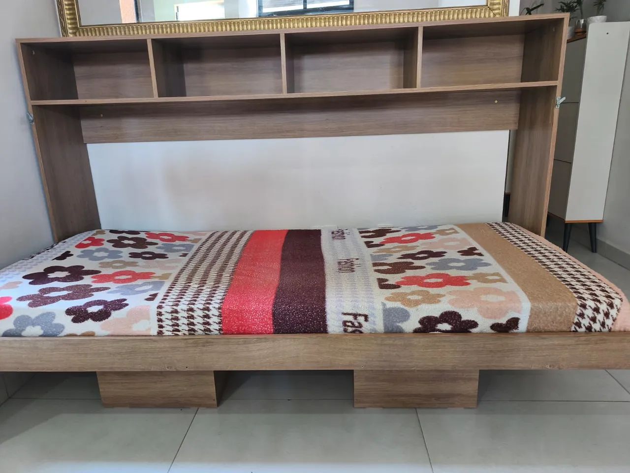 Cama Retratil Horizontal Solteiro Amêndoa (obs: da para retirar montada) - Foto 2