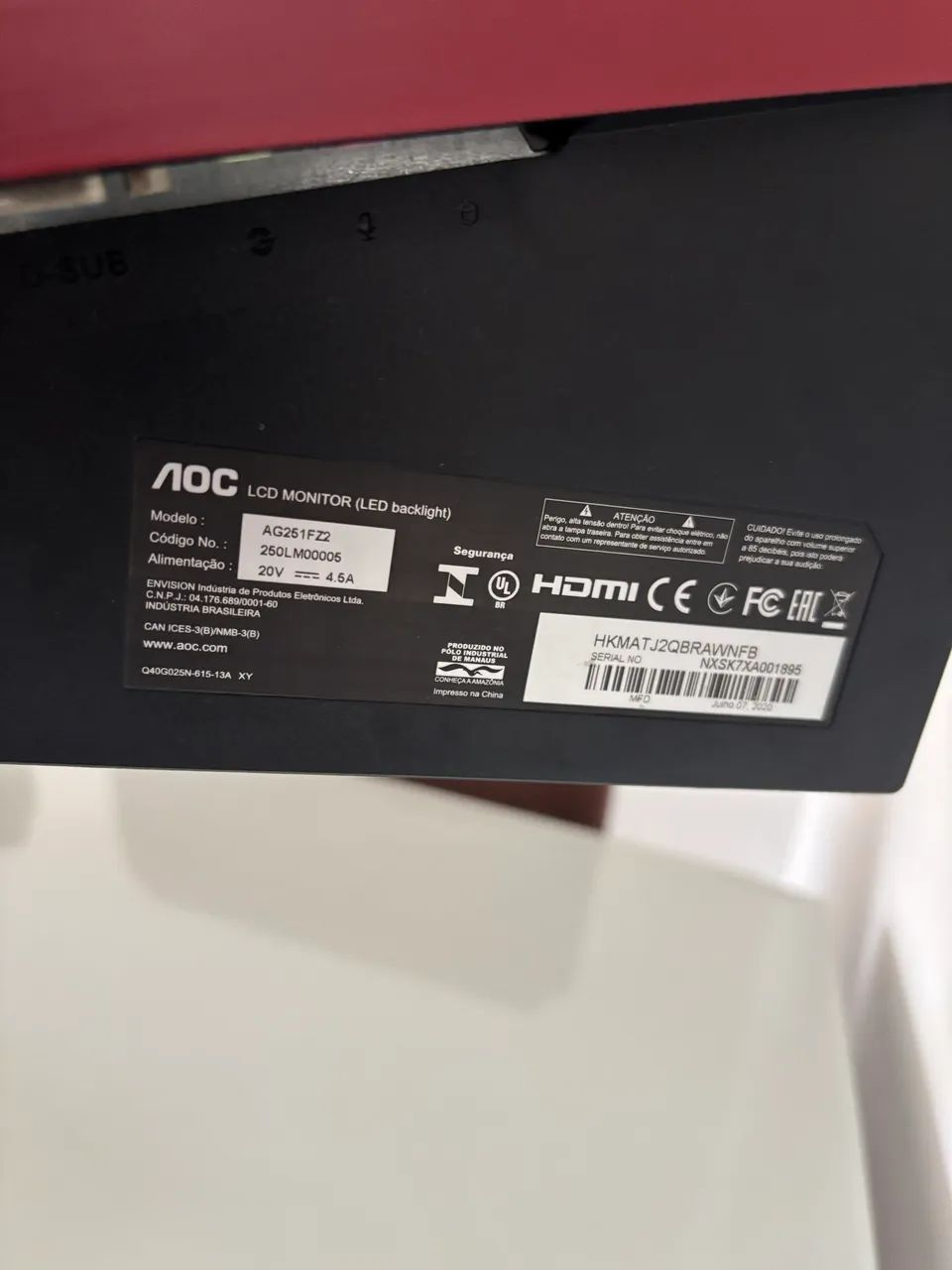 Monitor Gamer AOC Agon 24.5 240hz 0.5ms - AG251FZ2 - Foto 4