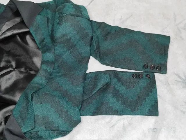 Blazer Masculino Verde Com Risca Ondulada Pretas Antigo - Foto 4