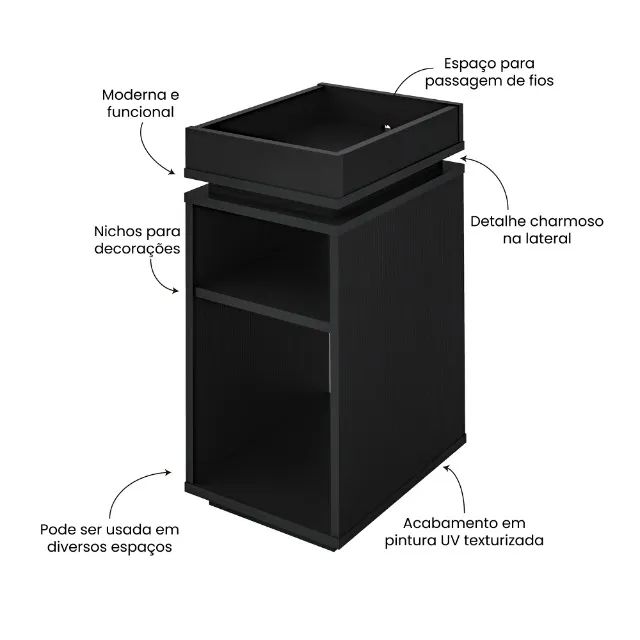 Mesa de Apoio Lateral Cor Preto - Foto 3