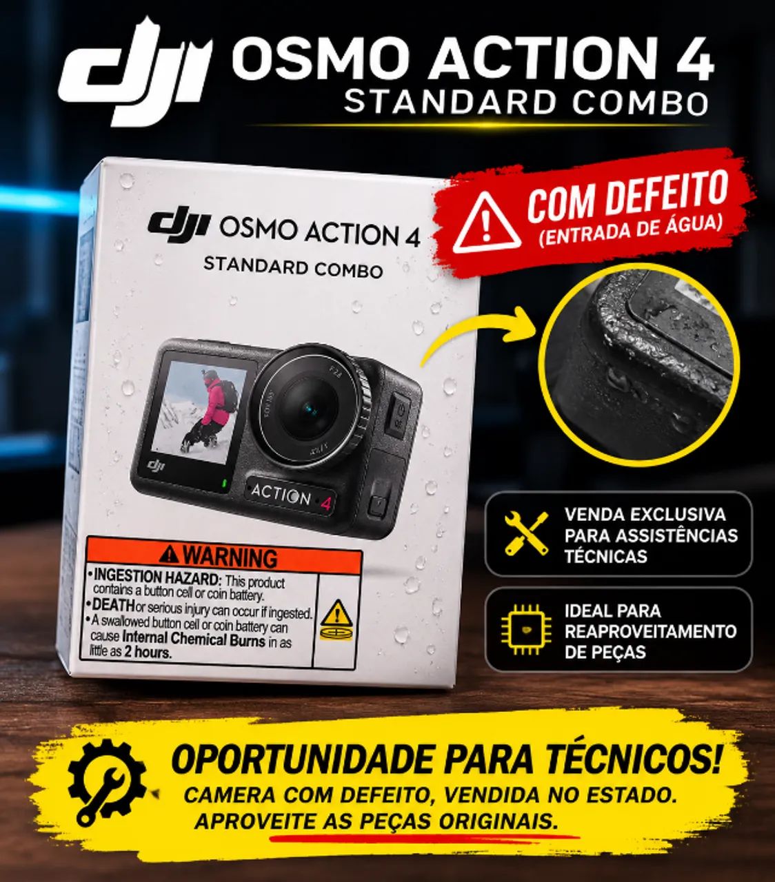 CAMERA DJI ACTION 4 STANDARD COMBO (DEFEITO)