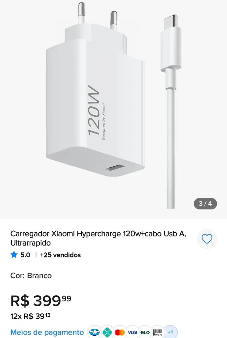 CARREGADOR XIAOMI 120W ORIGINAL!!! - Foto 4
